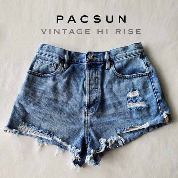 PacSun Pants - PacSun Vintage High Rise Distressed 100% Cotton Denim Festival Jean Shorts 27